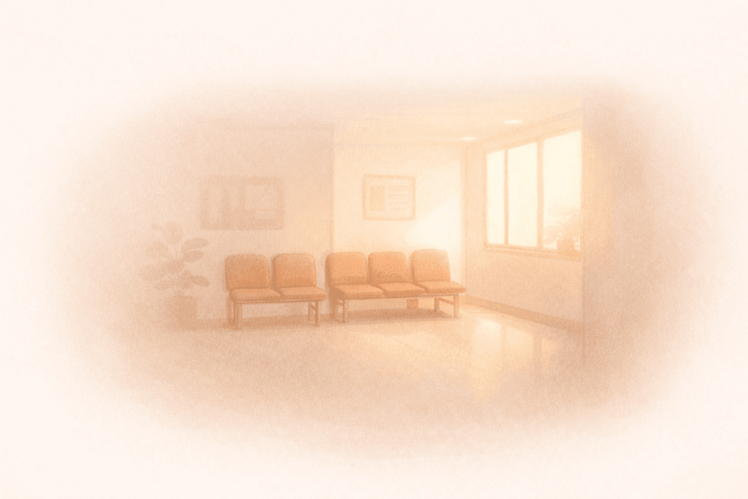 通院が日常になった日のこと - 誰もいない静かな待合室のイラスト
