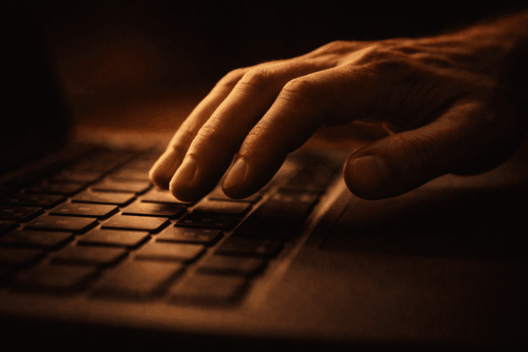 キーボードを打つ手