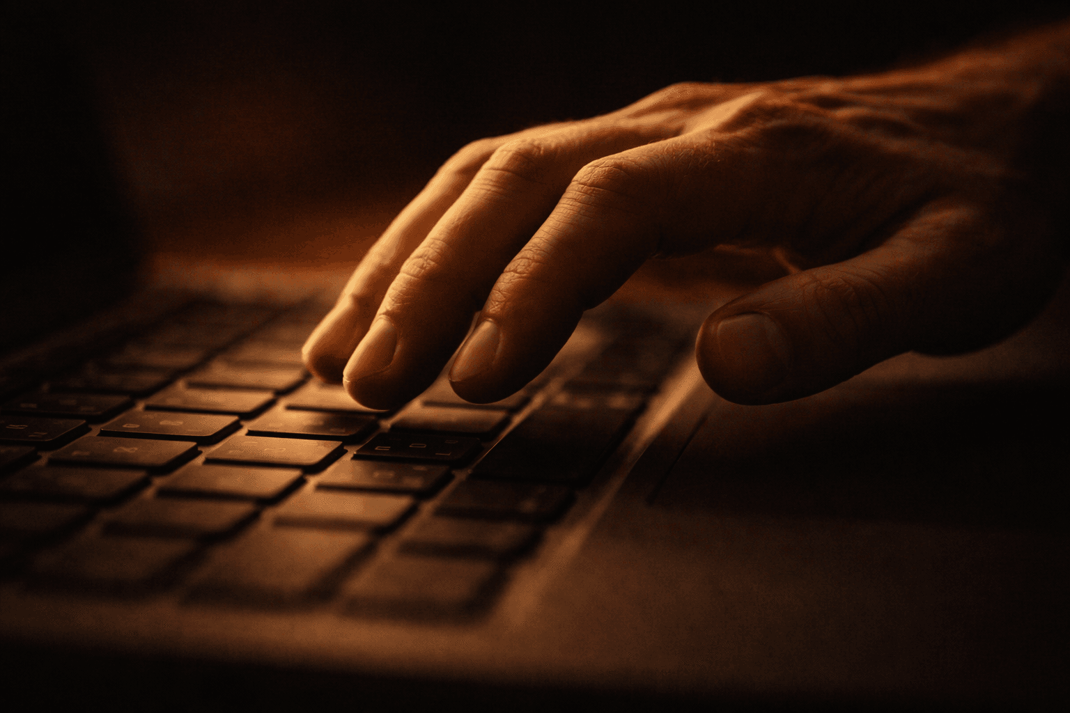 キーボードを打つ手