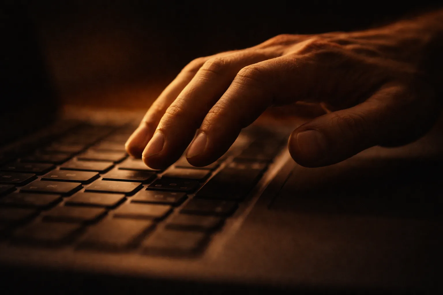 キーボードを打つ手